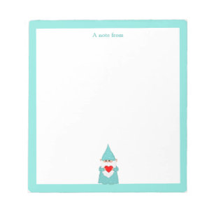 Bloc De Notas Gnomo lindo con marco turquesa simple