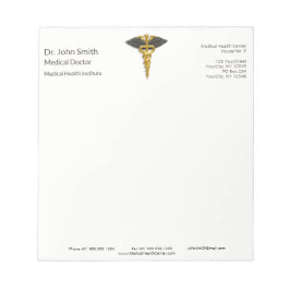 Bloc De Notas Gold Caduceus Black Wings Elegant Classy Medical