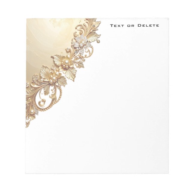 Bloc De Notas Gold Floral Embellishments Notepad (Frente)