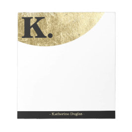 Bloc De Notas Gold Foil Moon on Black Monogram Initial Luxury