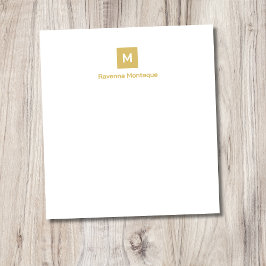 Bloc De Notas Gold Modern Chic Trendy Monogram Name Stationery