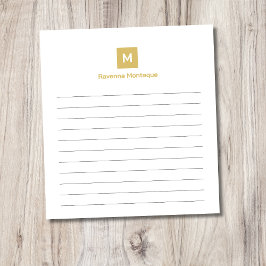 Bloc De Notas Gold Modern Lined Chic Trendy Monogram