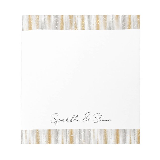 Bloc De Notas Gold Silver Chic Glam Glitzy Stripes Sparkle  (Frente)