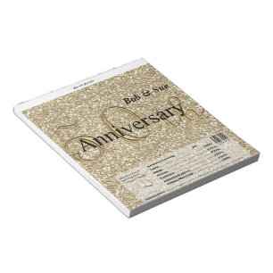 Bloc De Notas Golden Anniversary Candy Bar Wrapper Party Favor