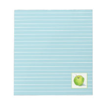 Golden Delicious Green Apple Watercolor Blue Lined