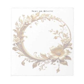 Bloc De Notas Golden Floral Ornate Frame Notepad