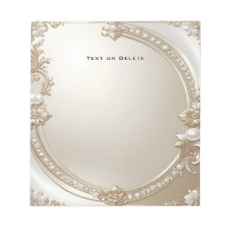 Bloc De Notas Golden Ornate Frame with Pearls Notepad