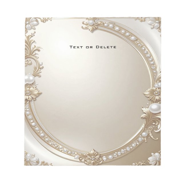 Bloc De Notas Golden Ornate Frame with Pearls Notepad (Frente)