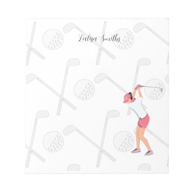 Bloc De Notas Golfer lady es la almohadilla de notas de golf (Frente)
