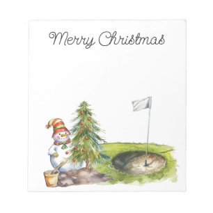 Bloc De Notas Golfer Snowman en el campo de golf