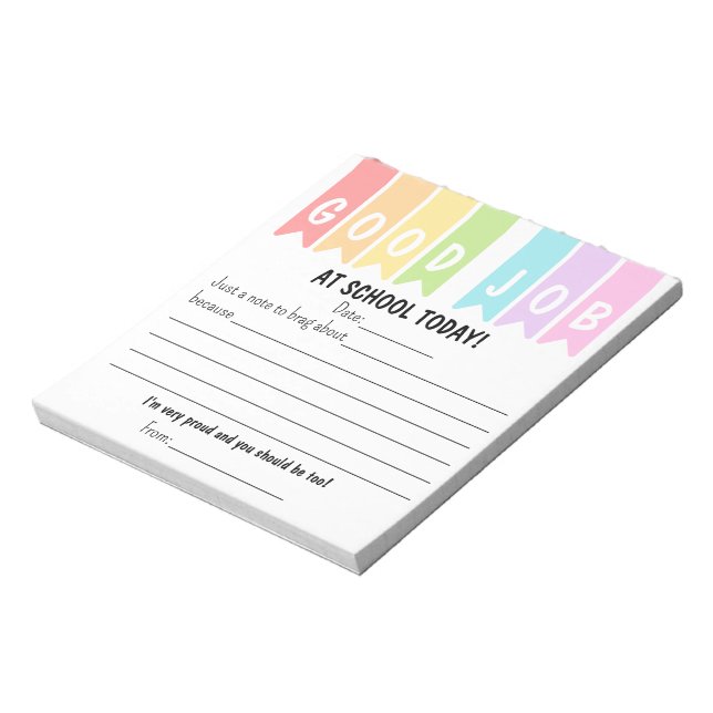 Bloc De Notas Good Job At School Today Brag Notes (Lado Izquierdo)