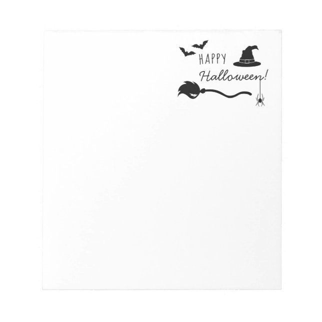 Bloc De Notas Gorra De Brujas Y Escoba Con Araña Y Bats Hallowee (Frente)