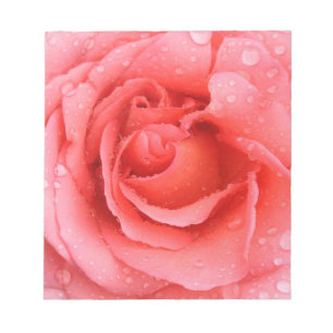 Bloc De Notas Gotas de agua de rosa roja romántica