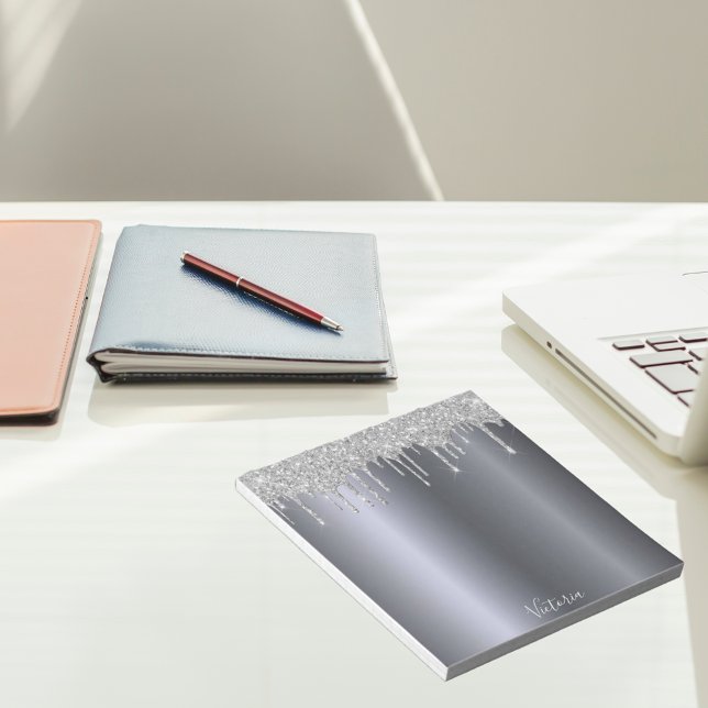 Bloc De Notas Goteo de purpurina plateada nombre (Subido por el creador)