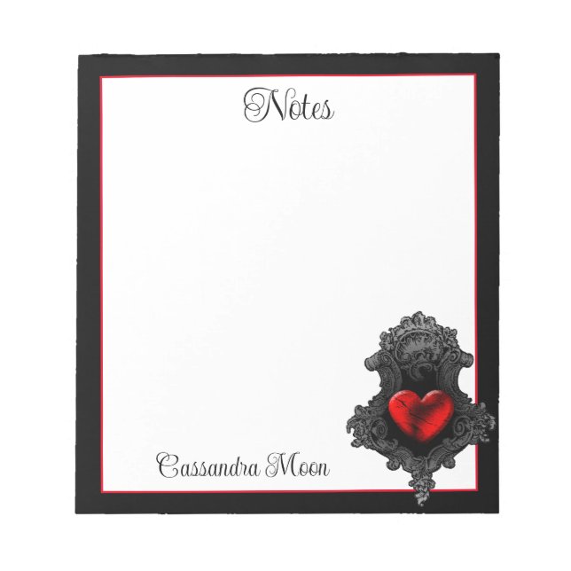 Bloc De Notas Gótico rojo personalizado (Frente)