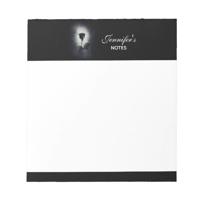 Bloc De Notas Gótico Rosa negro goteando sangre macabra (Frente)