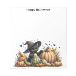 Bloc De Notas Gourds de Halloween Black Witch's Kitten W/ Pumpki