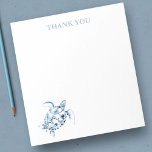 Bloc De Notas Gracias, Notepads Sea Turtle Stationery<br><div class="desc">Elegante y costero,  esta papelería personalizada incluye las palabras "Gracias" con una tortuga acuática en tonos azules. Perfecto para bodas o notas de verano. Para ver más diseños como este visite www.zazzle.com/dotellabelle Arte acuático y diseño de Victoria Grigaliunas</div>