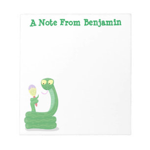 Bloc De Notas Graciosa serpiente verde con maraca personalizado