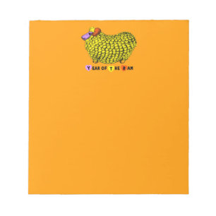 Bloc De Notas Gracioso Año Chino Ram Amarillo Zodiac Notepad