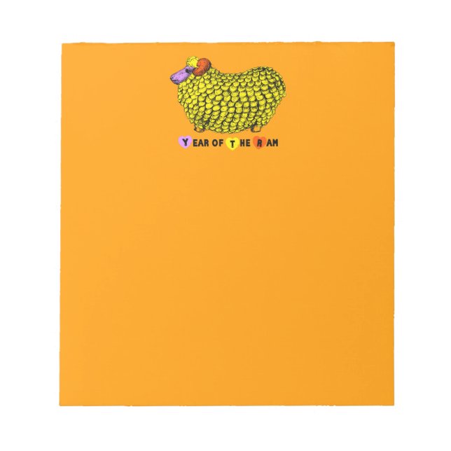 Bloc De Notas Gracioso Año Chino Ram Amarillo Zodiac Notepad (Frente)