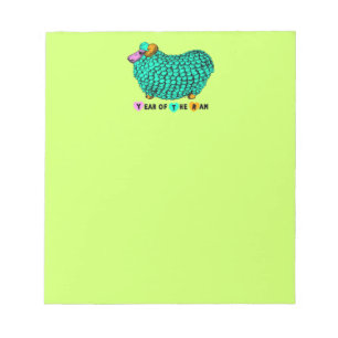 Bloc De Notas Gracioso Green Ram Año Chino Zodiac Notepad