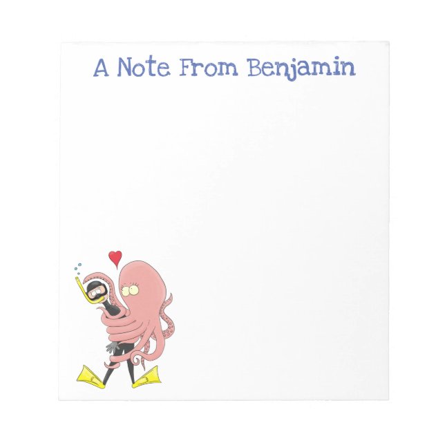 Bloc De Notas Gracioso pulpo abrazos buceo humor personalizado  (Frente)
