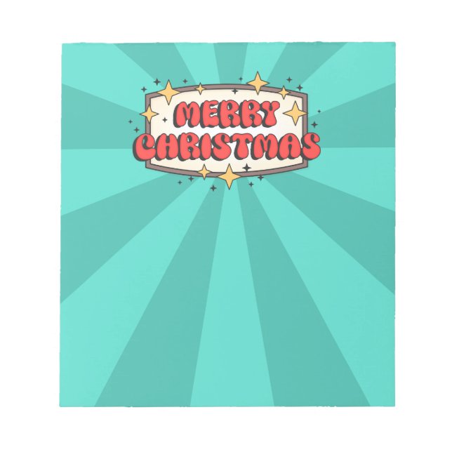 Bloc De Notas Gracioso retro alegre texto de saludo de navidad (Frente)