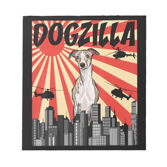Bloc De Notas Gracioso Whippet japonés Dogzilla (Frente)