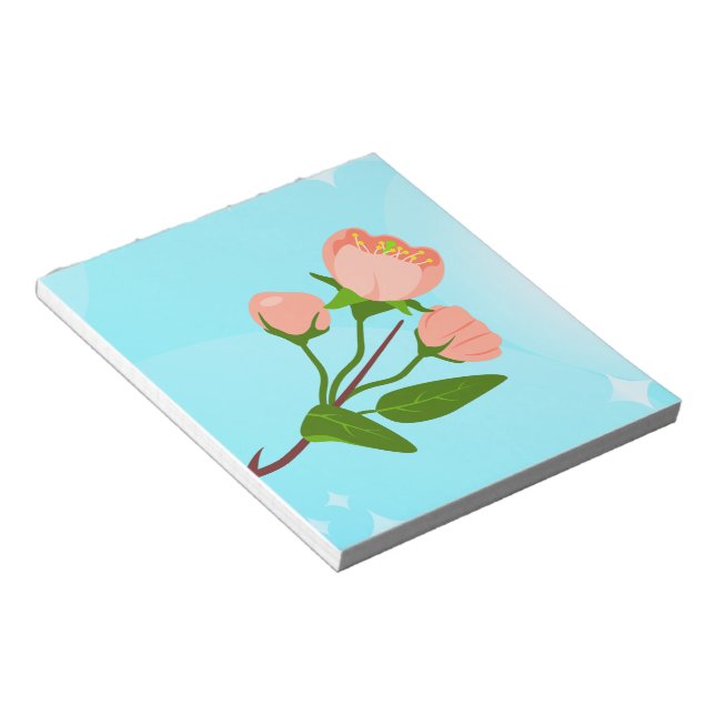 Bloc De Notas Gradiente azul del cielo con rama de primavera flo (Lado Derecho)