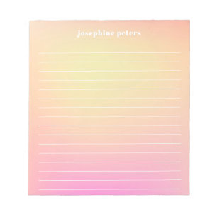 Bloc De Notas Gradiente rosa de color rosa retro-pasto personali