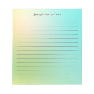 Bloc De Notas Gradiente verde de la menta retro pastel personali