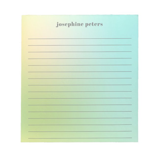 Bloc De Notas Gradiente verde de la menta retro pastel personali (Frente)