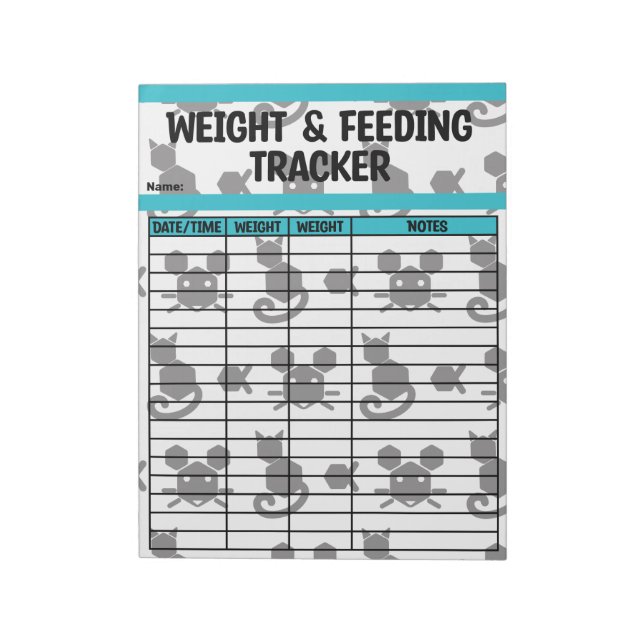 Bloc De Notas Gráfica de peso y alimentación de gatos de hexágon (Lado Izquierdo)