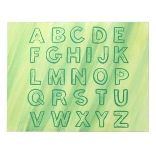 Bloc De Notas Gráfico alfabético Letras Funda superior verde ama