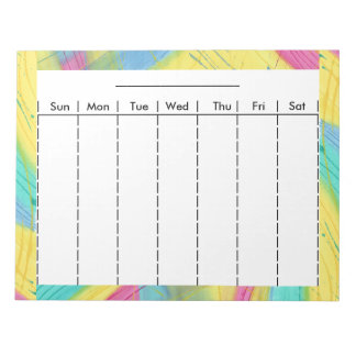 Bloc De Notas Gráfico de planificación de Pastel semanal con día