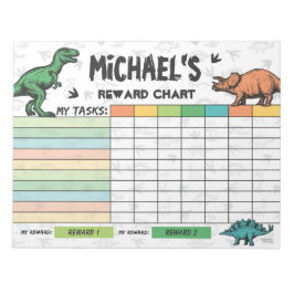 Bloc De Notas Gráfico de Recompensa de Dinosaurios Nombre y Tare