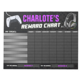 Bloc De Notas Gráfico de Recompensa Morado Personalizado de Game