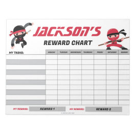 Bloc De Notas Gráfico de recompensas personalizadas de Ninja Roj