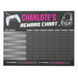 Bloc De Notas Gráfico de Recompensas Rosa Neon Personalizado Gam