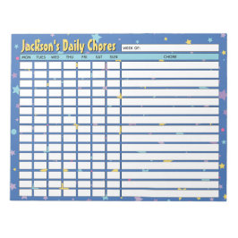 Bloc De Notas Gráfico de tareas diarias de Blue Stars