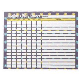 Bloc De Notas Gráfico de tareas diarias de flores personalizadas