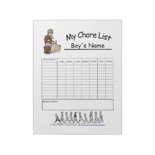 Bloc De Notas Gráfico de tareas personalizadas para niños