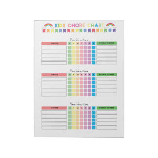 Bloc De Notas Gráfico de Tareas Personalizado para 3 Niños
