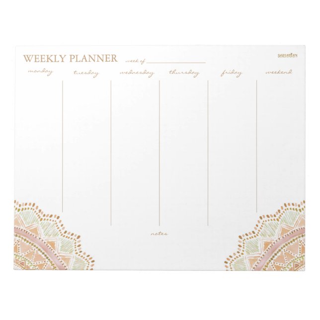Bloc De Notas GRAN AMOR Bonito Boho de oro Mandala Weekly Planne (Frente)