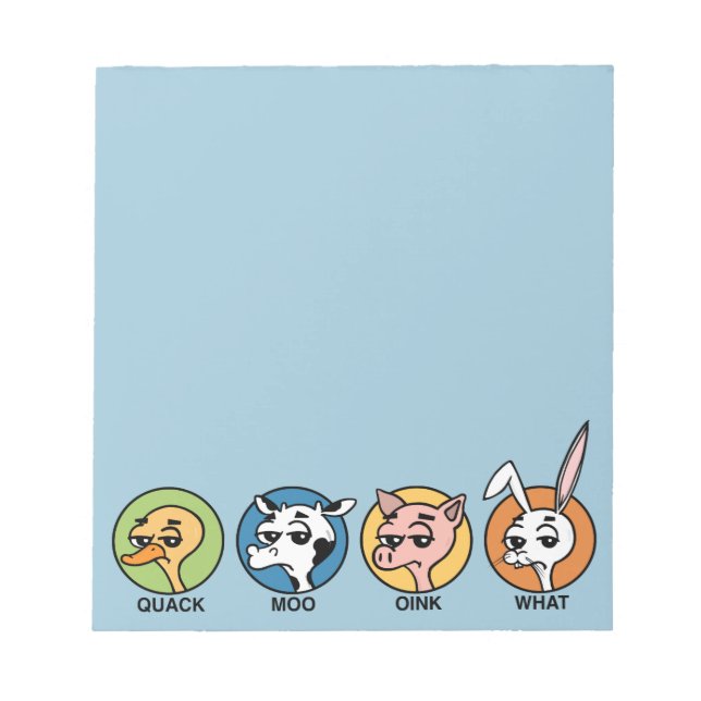 BLOC DE NOTAS GRAN CERDO DE VACA DE PATO Y RABBIT (Frente)