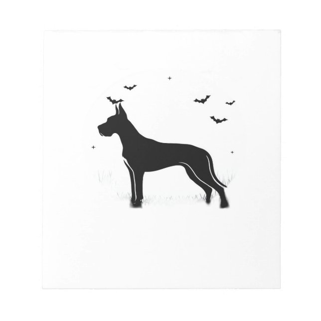 Bloc De Notas Gran Danés Perro  Silueta de Luna de Halloween Clá (Frente)