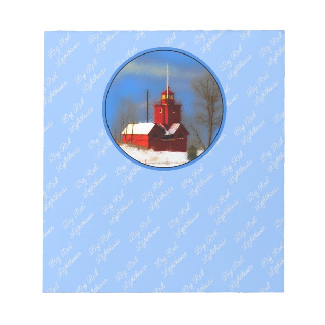 Bloc De Notas Gran pintura de faro rojo - Arte original (Frente)