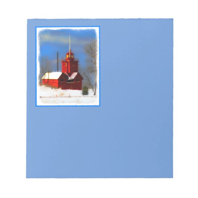 Bloc De Notas Gran pintura de faro rojo - Arte original (Frente)
