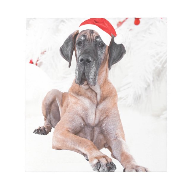 Bloc De Notas Gran sombrero de perro Dane Feliz Navidad (Frente)